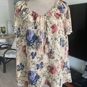 a.n.a. Sheer Ruffled blouse size2x